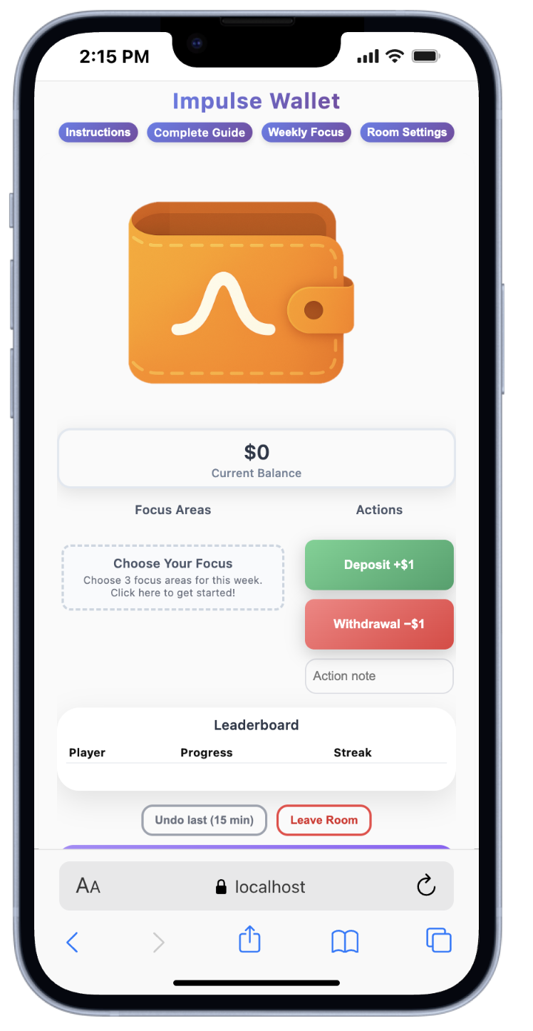Impulse Wallet main interface